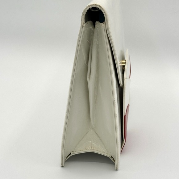 Bally White Leather Clutch Made in Italy Vintage Designer Classic Chic Read